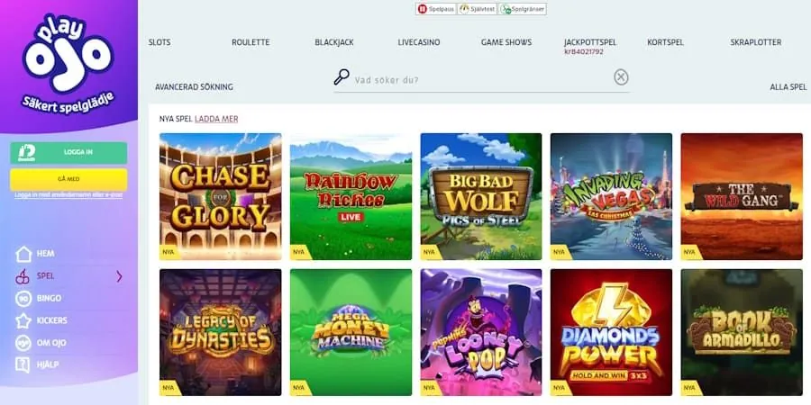 Play Ojo casino recension