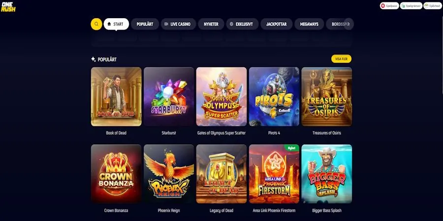 Onerush Casino– svensk spelplattform med fokus på fart och enkelhet